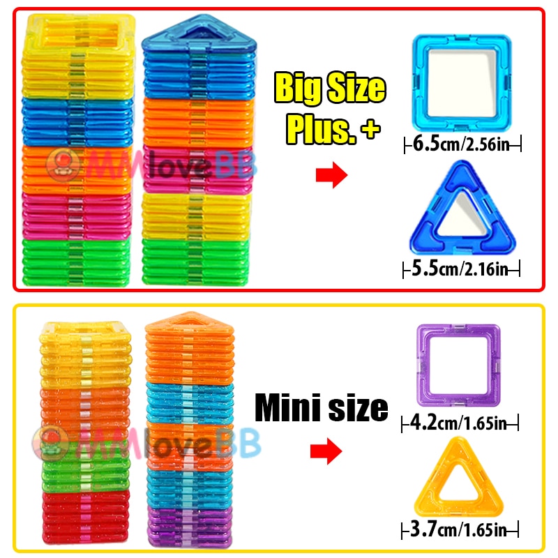 NOVOS Blocos de construção magnéticos tamanho grande e tamanho mini ímãs DIY